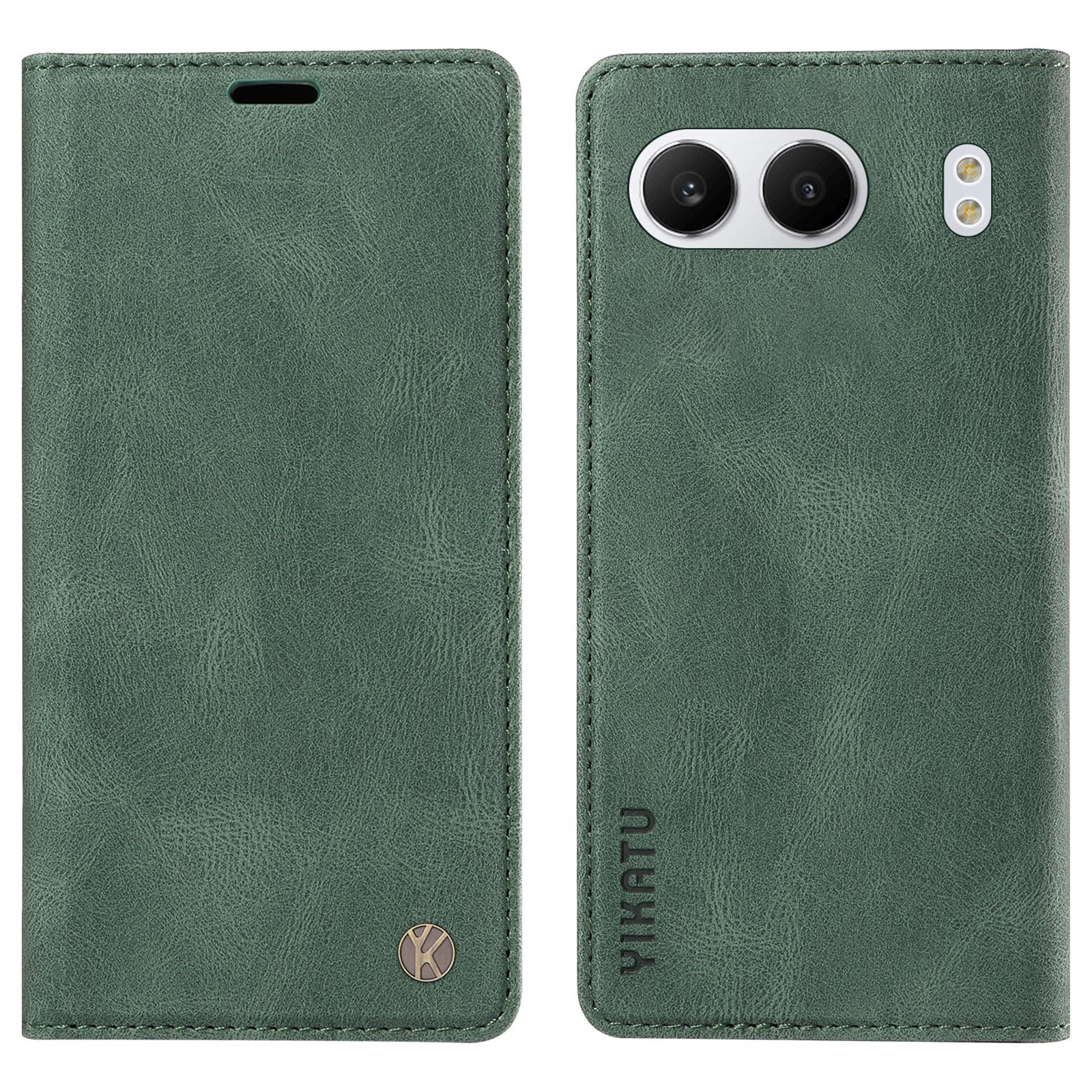 

YIKATU YK-004 For OnePlus Nord 4 Case Leather Skin-Touch Phone Cover Magnetic Auto-Absorbed Green