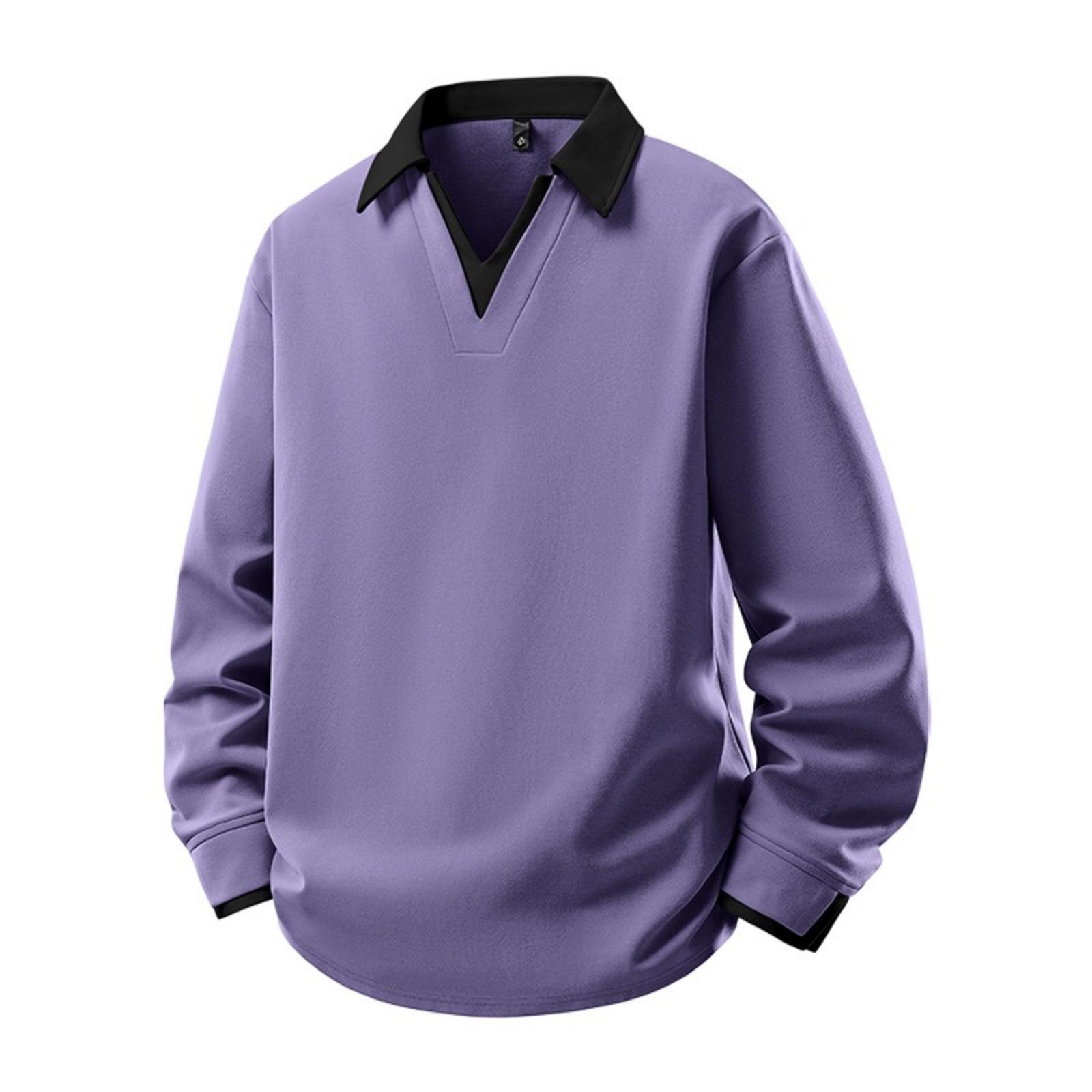 

Men s Casual Color-blocking And Patchwork Style Two-piece Hoodie, Men s Loose Lapel Shirt Hoodie XXXL фіолетовий