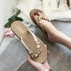 Slippers Female Casual Summer Sandal Slippers Flip-flops Flat Bottom Rhinestone Clip Toe Slippers Female Shoes Elegant Women's Shoes