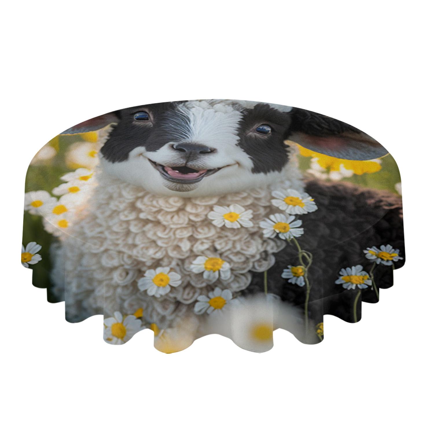 

Круглая скатерть с изображением овечьих маргариток, водонепроницаемая скатерть для украшения свадебного стола, обеденный стол 4pcs 33x48 Table mat