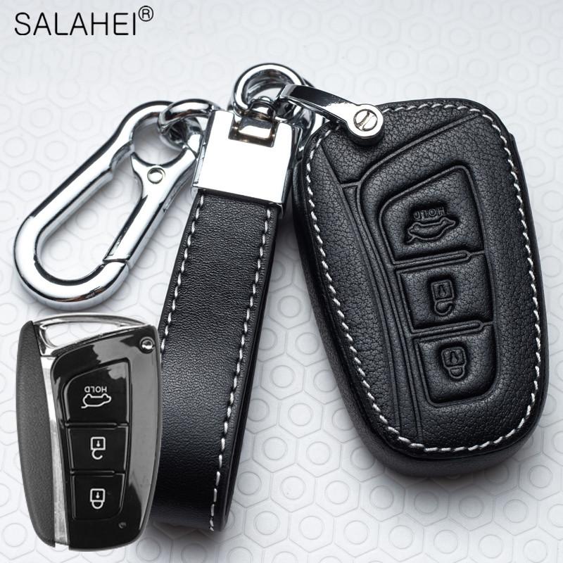 Leather Car Smart Key Cover Case Holder Protection For Hyundai Tucson Mistra Ix25 Ix35 I20 I30 I40 Hb20 Tm