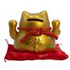 Ceramic Money Cat Bank – Gold On Cushion