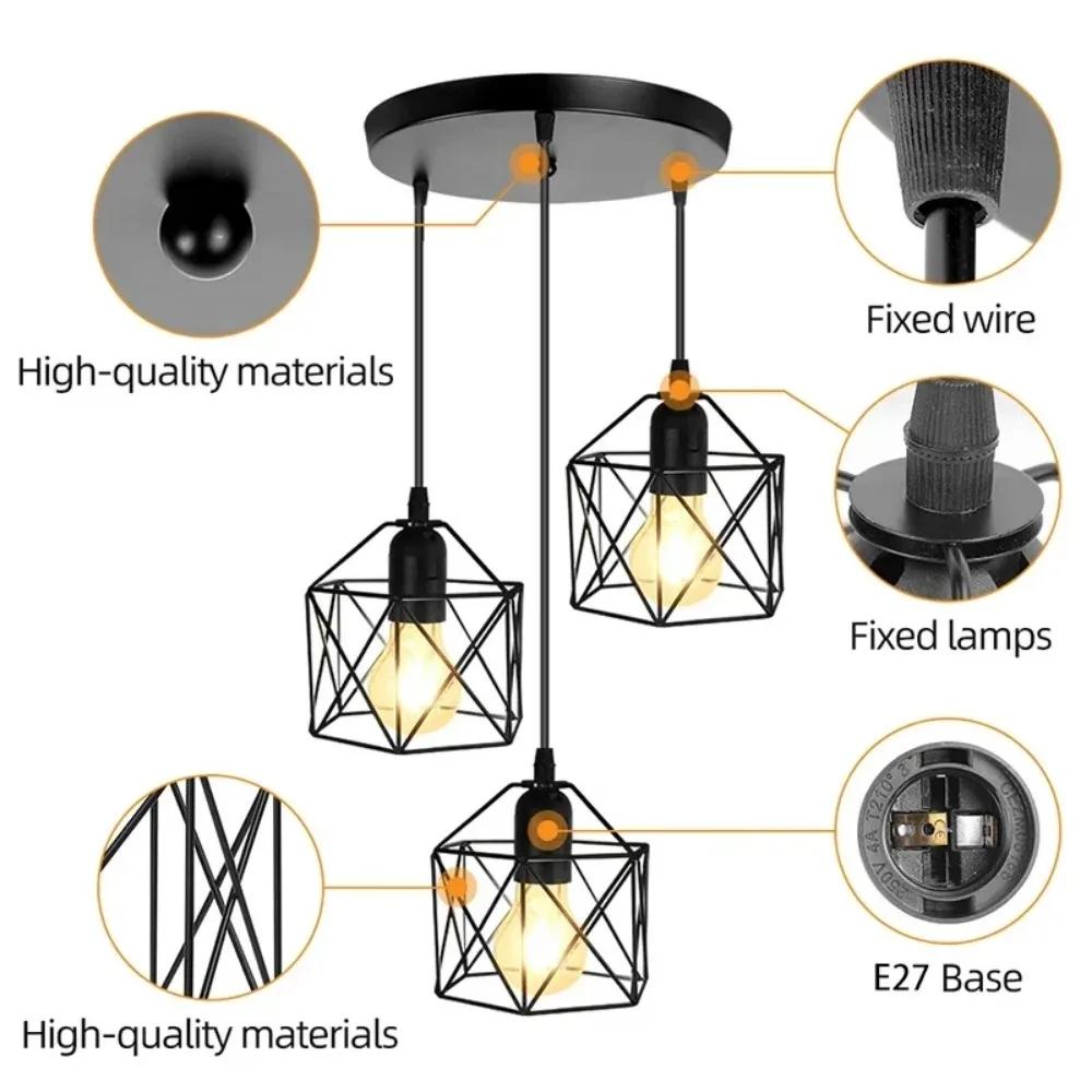 Industrial Pendant Light Led Modern Hanging Lamp for Ceiling Light Fixture Metal Cage Pendant Lighting Island Dining Room