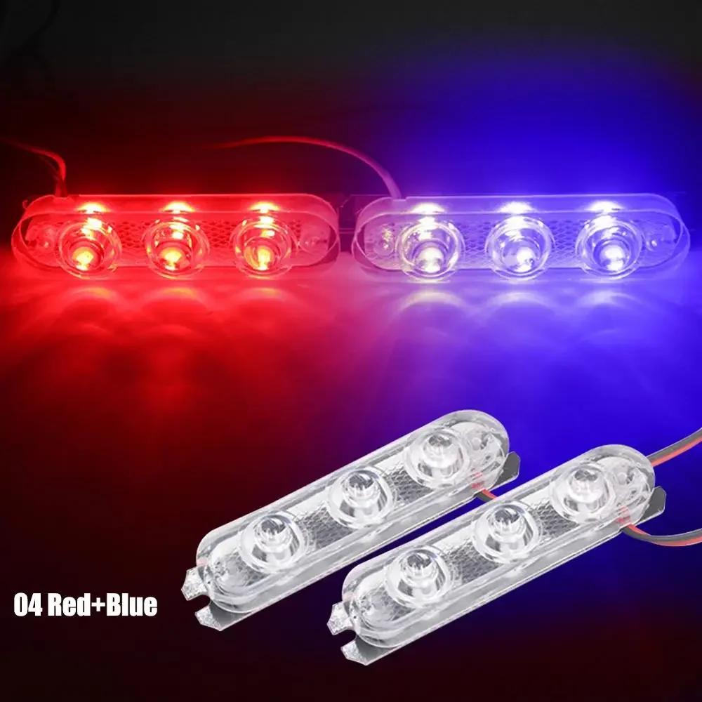 2Pcs 3 LED Strobe Police Light 12V 8W Car Truck Motorcycle Flashing Emergency Warning Rear Tail Brake Stop Led Lights Lamp