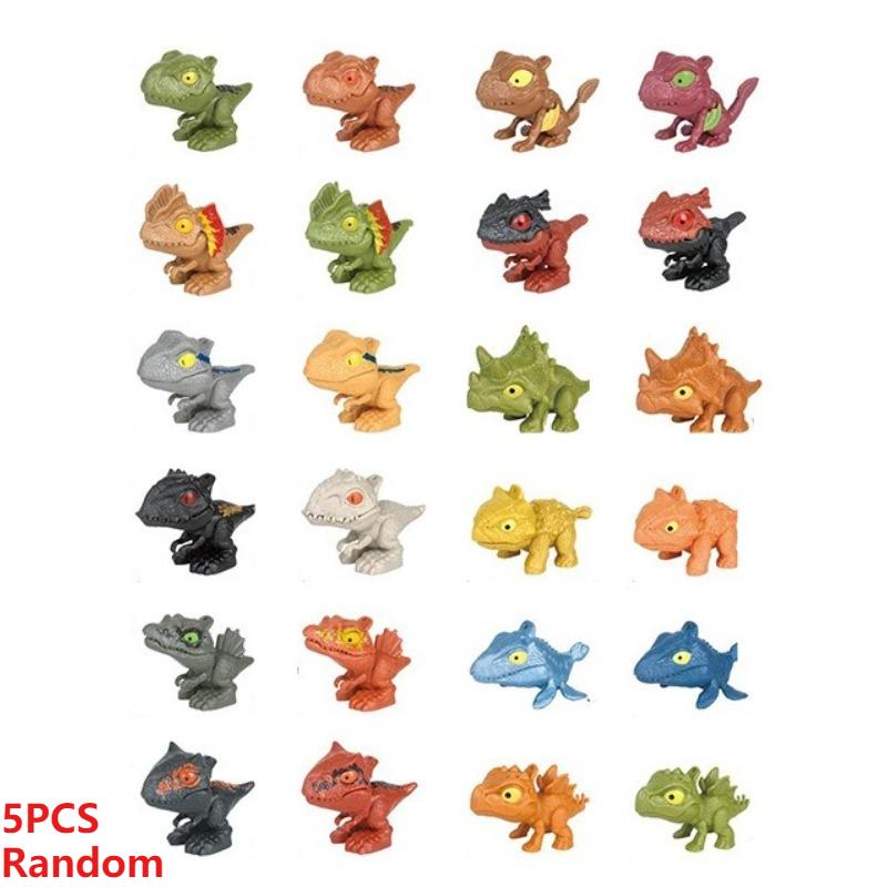5/10 Pièces de Jouets Dinosaure Morde-doigts, Modèles Cartoon Réalistes d'Animaux Dinosaure, MINI Tyrannosaure Rex et Stégosaure