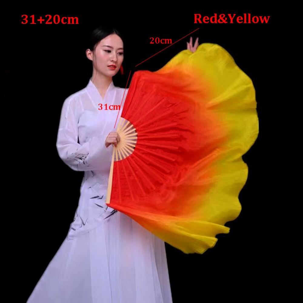 Colorful Kids Children Bamboo Fans Hand Dye Adults Fan  Veil Pairs Yangko Dance Tools