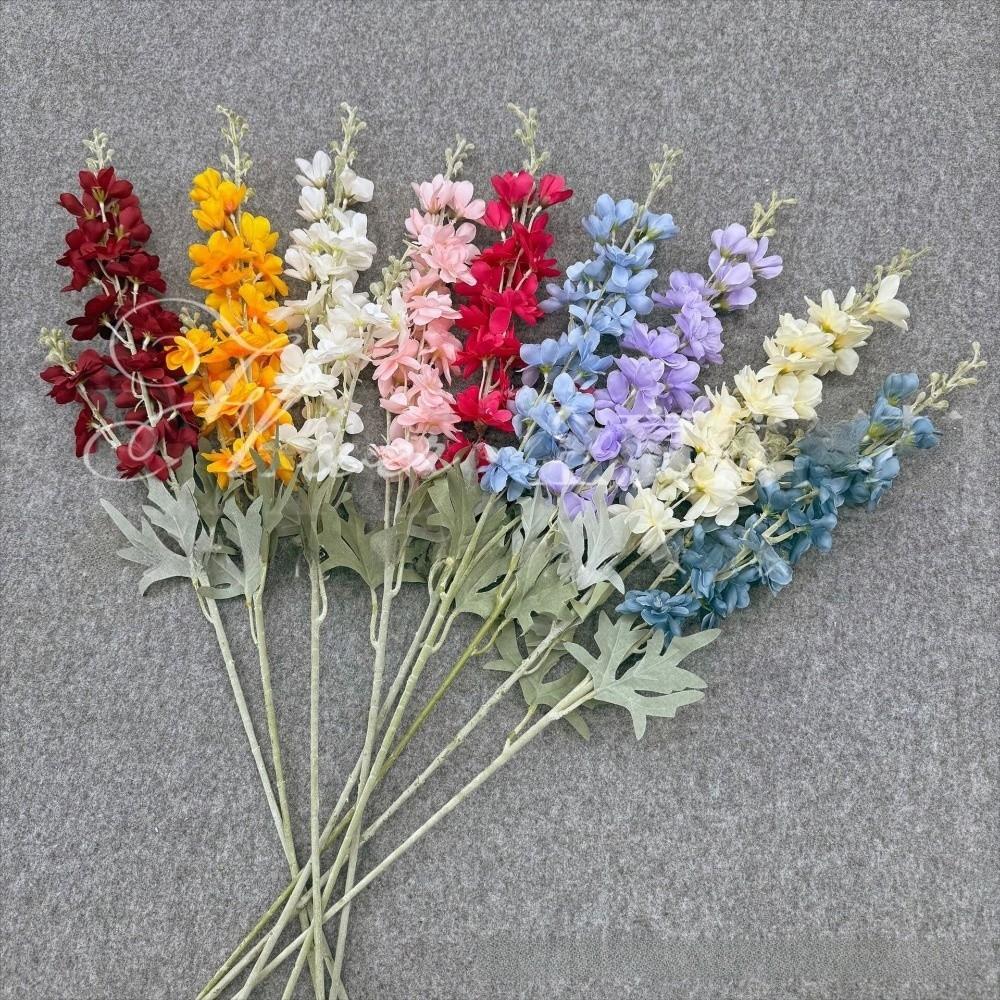 Large Size Artificial Flocked Delphinium Silk Fake Flowers Arrangement Wedding Decor