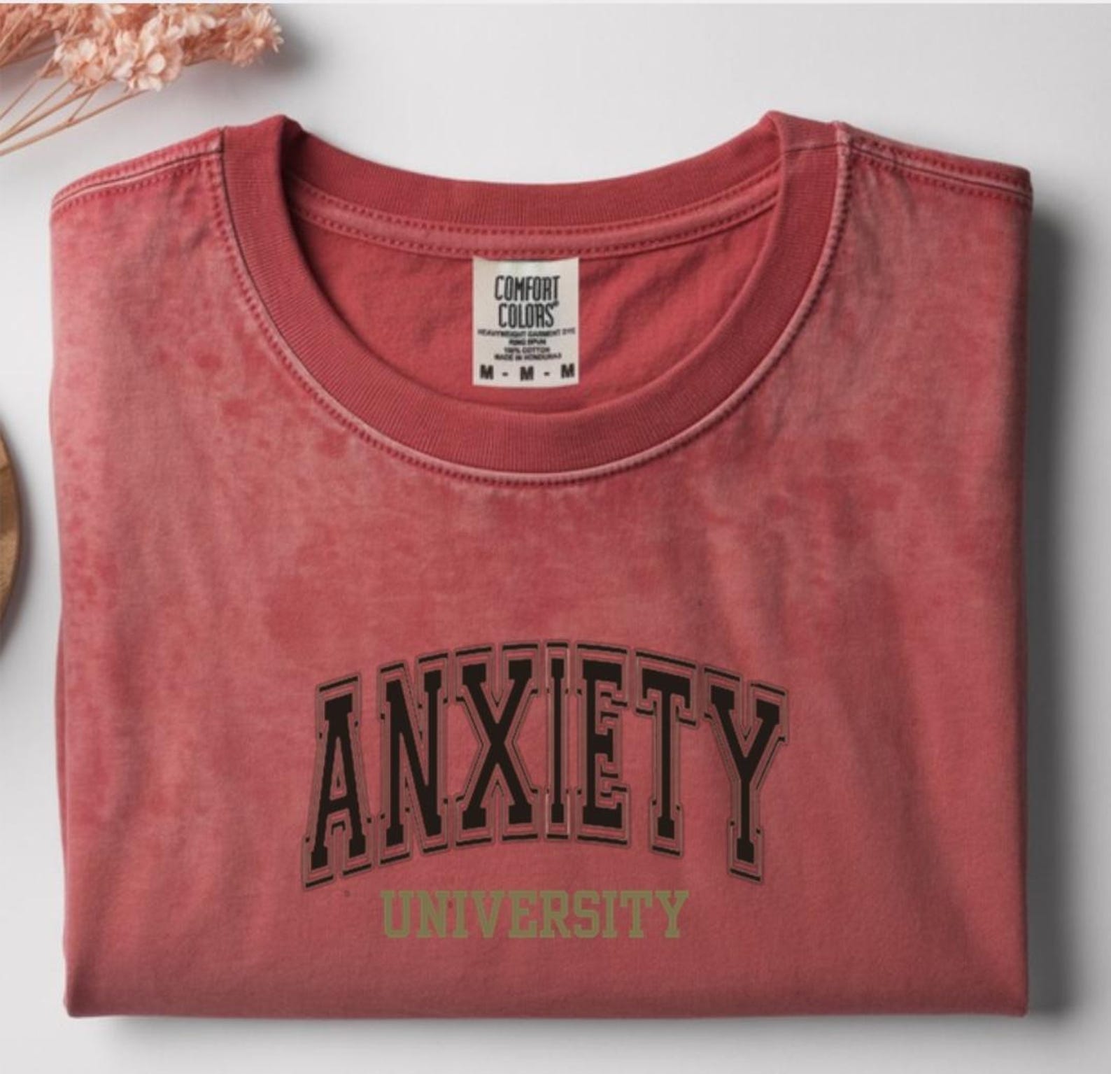 Anxiety University T-Shirt | Vintage College Style Graphic Tee | Relatable Humor University Shirt | Unisex Casual Everyday Tee L