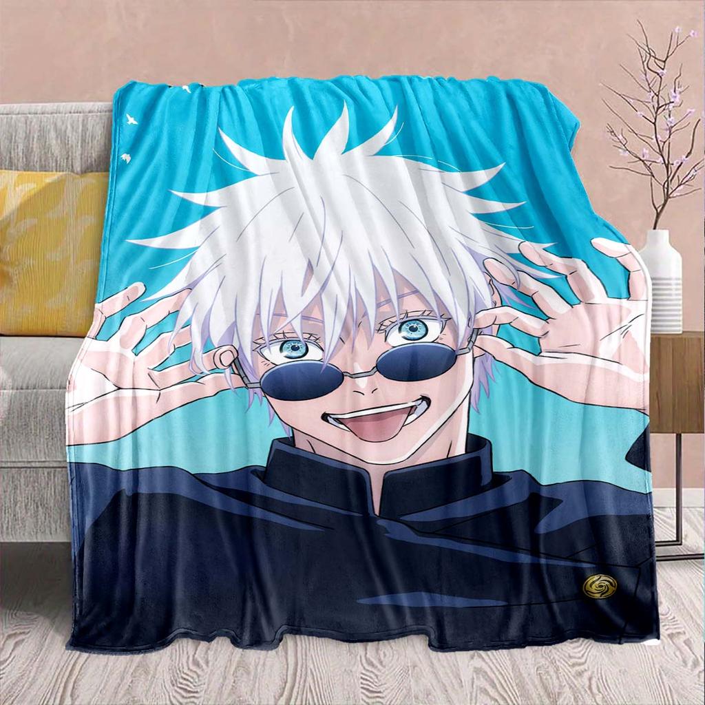 Jujutsu Kaisen Flannel Graphic Blanket Soft Warm Throw Lightweight Plush Sofa Bed Decor -QJY