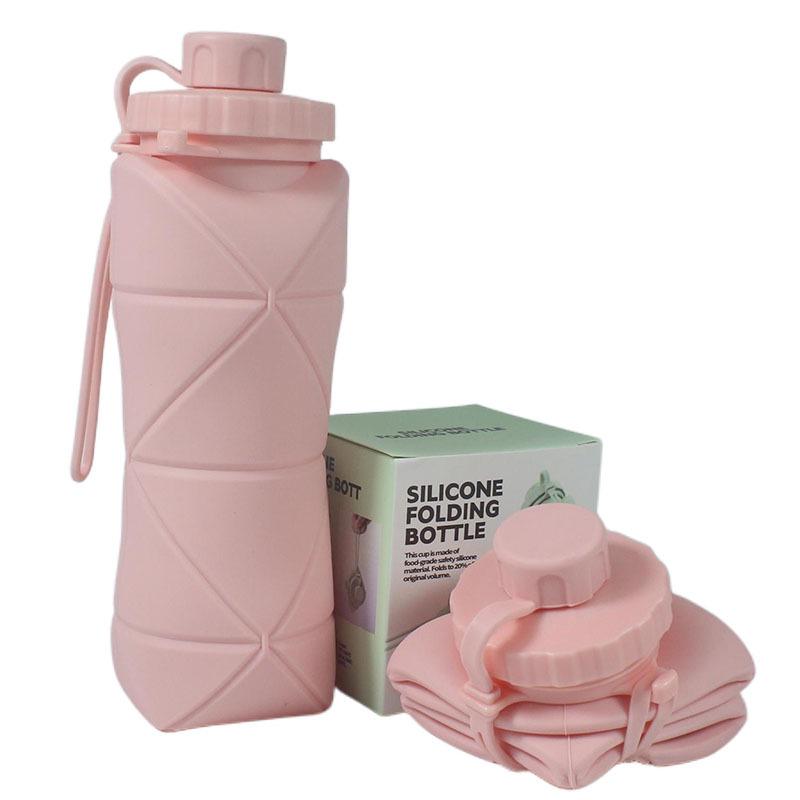

Collapsible Silicone Travel Water Bottle - Portable, Outdoor, Sports, Cycling, Handheld 600ml