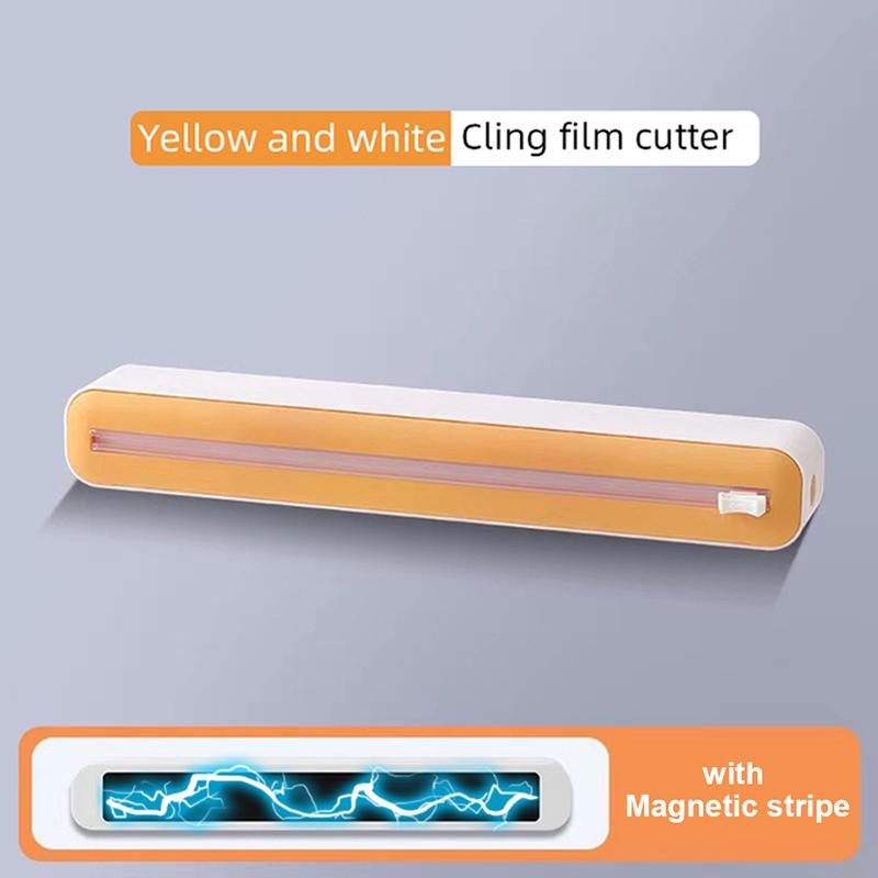 Food Film Dispenser Magnetic Plastic Wrap Dispenser with Cutter Storage Box Aluminum Foil Stretch Film Cutter Storage Holder