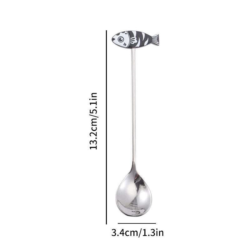 Cute Paintings Cat 304 Stainless Steel Spoon Hollow For Coffee Tea Dessert Spoon Kitchen Tableware Gifts For Students Children