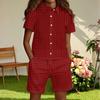 Children's Casual Fashion Shirt Button Top Shorts Set