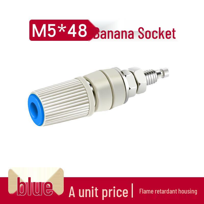 

24A High-Current Banana Socket M5*48 Copper Terminal Post for Quick Connection & Grounding синій