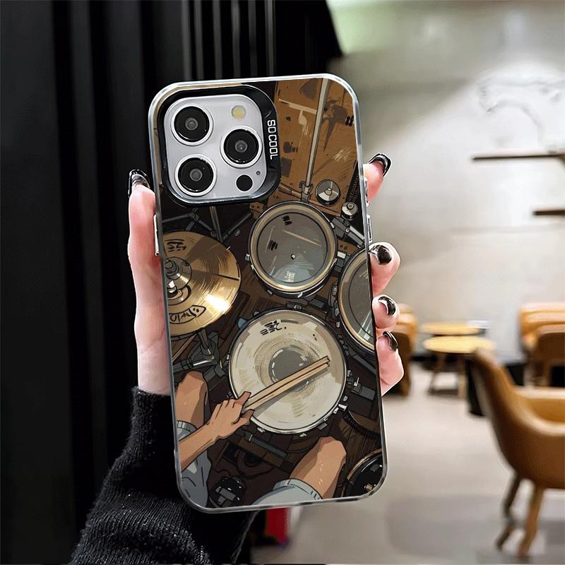Drum Set Rock Music Shockproof Phone Case for iPhone 17 Air 16 16E 15 Pro Max 14 Plus 13 Mini 12 Back Cover Anti Fall Fundas