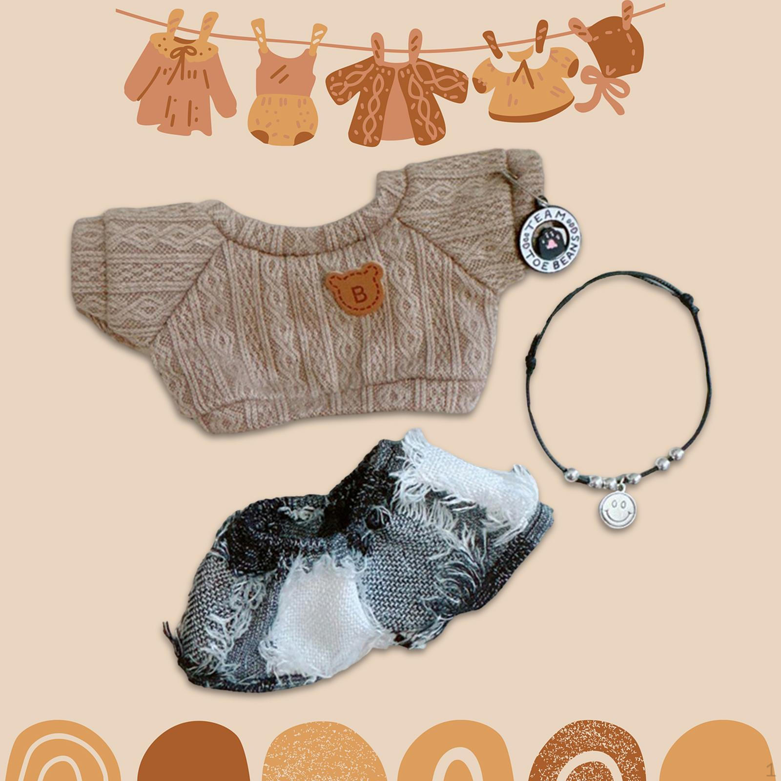 

Adorable Doll Clothing Set for 6-inch Dolls, Ideal Kids коричневый