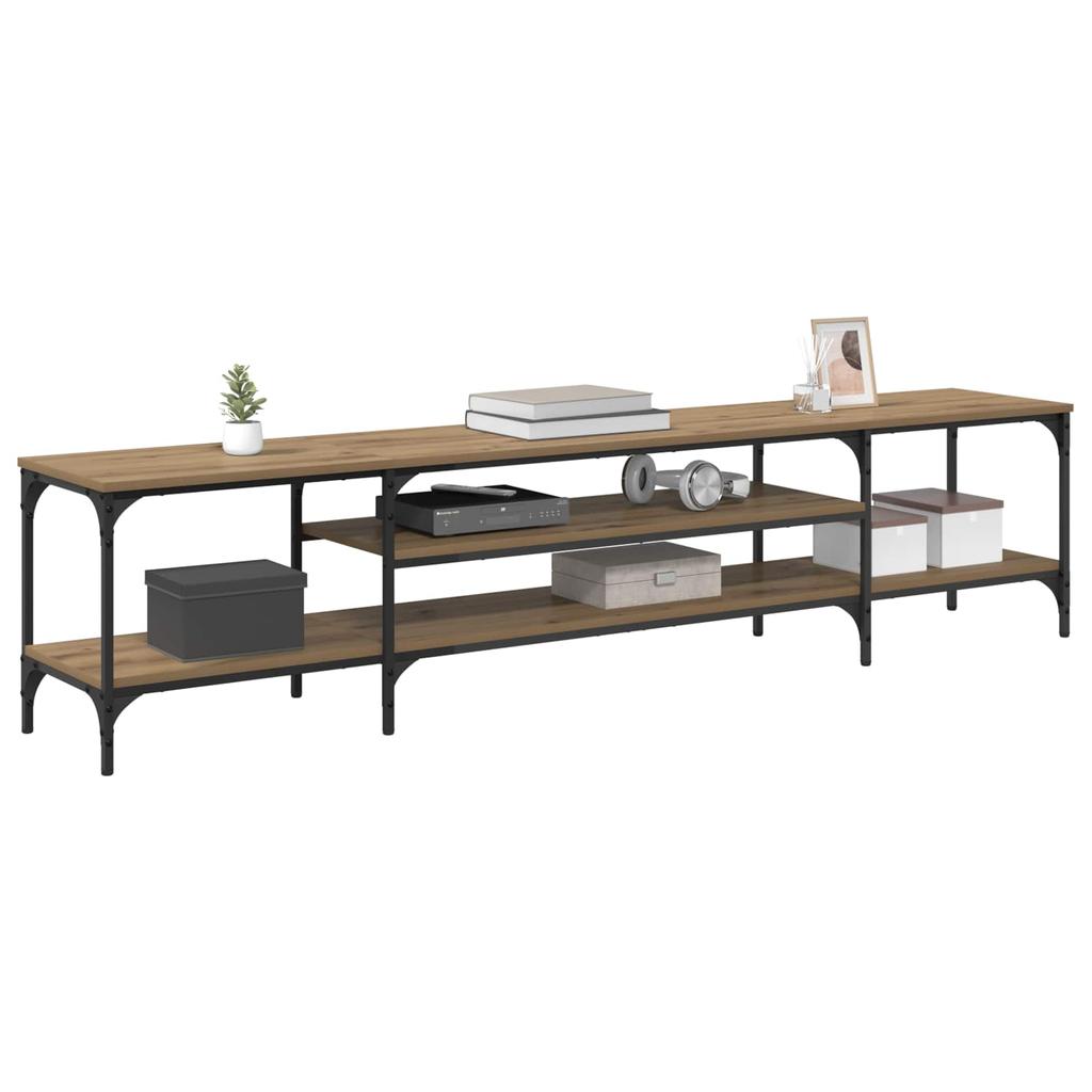 TV Stand Artisan Oak 201 X 35 X 45 Cm Engineered Wood and Iron