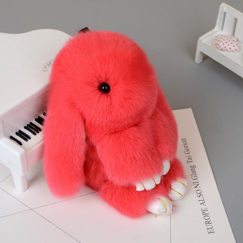 Plush Bunny Keychain Women Fur Angel Rabbit Key Ring Hare Plush Dolls Toy Girls Bag Car Key Pendant