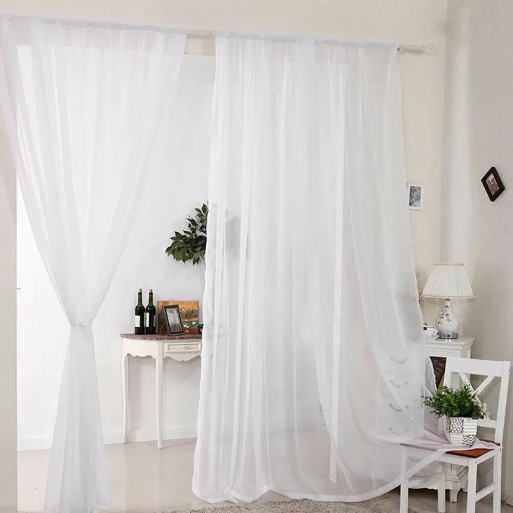2PCS Europe Solid White Window Curtains For Kitchen Tulle Curtain For Living Room Modern Bedroom Sheer Voile Curtain Christmas