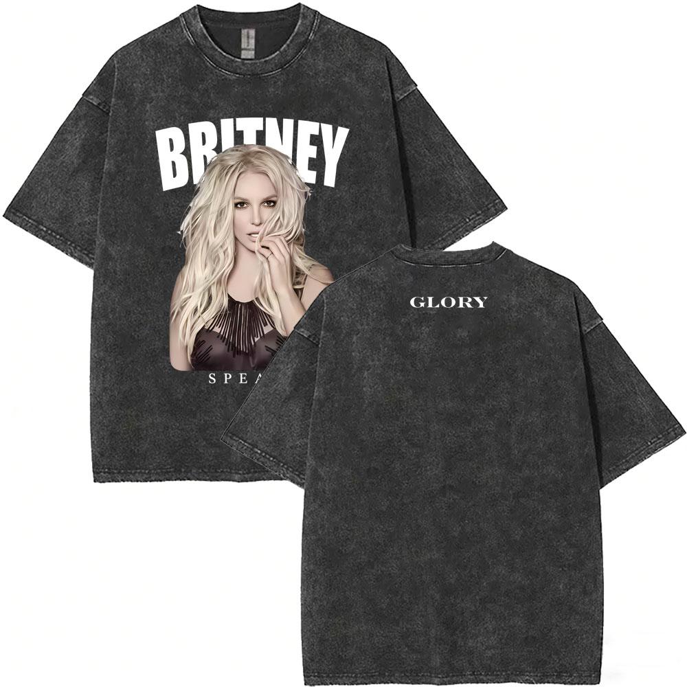 Washed Vintage Britney Spears Oops I Did It Again Graphic T Shirts Men Women Casual Oversized Short Sleeve Tshirts Streetwear
