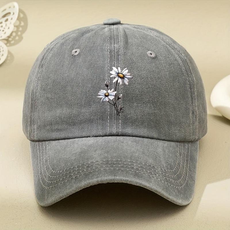 Twopiece Floral Print Womens Widebrim Cap Distressed Washed Hat Mens Americanstyle Widebrim Vintage Cap