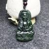 Tibetan Jade Guanyin Pendant - Serpentine Life Buddha Design