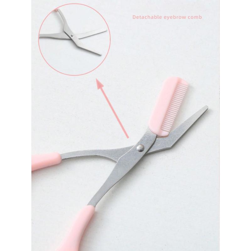 1pc Eyebrow Trimmer Set Stainless Steel Curved Eyebrow Razor Eyebrow Scissors With Comb, Beauty Tool For Beginners Suitable