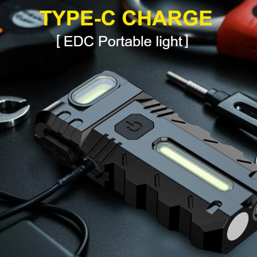 Ultra Bright LED Flashlight USB Rechargeable EDC Pocket Torch with 180°  Rotating Head Mini Magnetic Outdoor Emergency Work Lamp