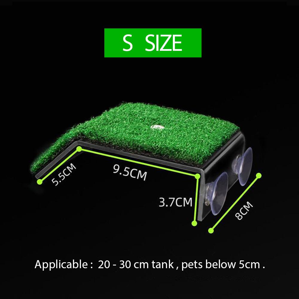 Aquarium Turtle Basking Platform Simulated Lawn Turtle Ladder Climbing Fish Tank Habitat Small Reptile Float Island Decoration