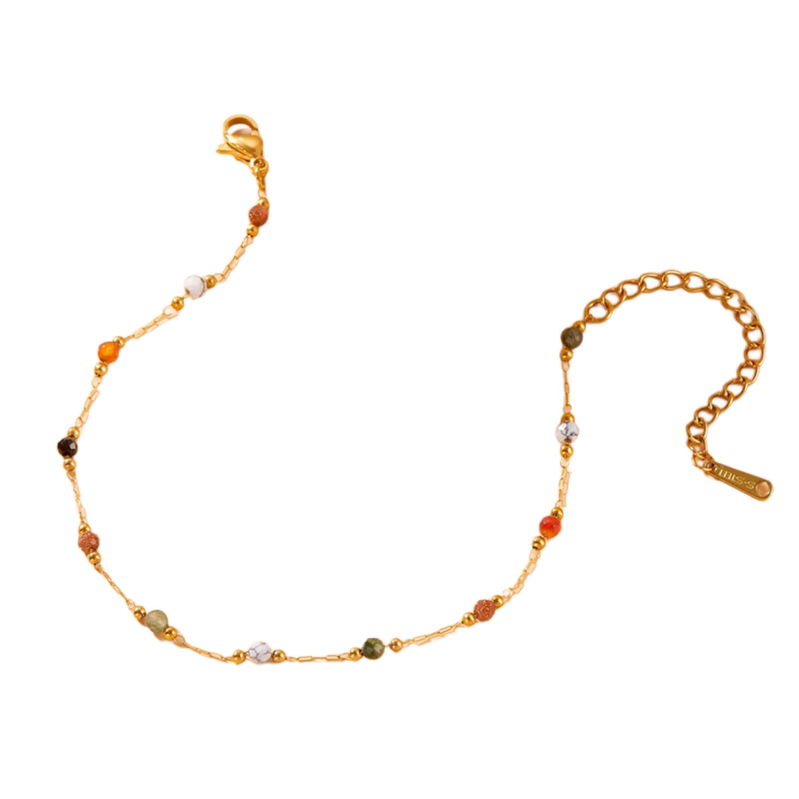 

Браслет/Ожерелье/Ножной браслет ручной работы в этническом стиле, украшения из разноцветных каменных бусин для женщин, уникальные аксессуары с драгоценными камнями B