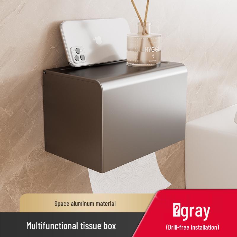 Gun Gray No-Drill Bathroom Towel Rack & Toilet Storage Set