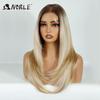 Elegantní syntetické paruky s krajkou vpředu pro ženy 13x3 Rovná krajková paruka Předvytrhaná vrstvená paruka Ombre blond hnědá bílá Cosplay paruka
