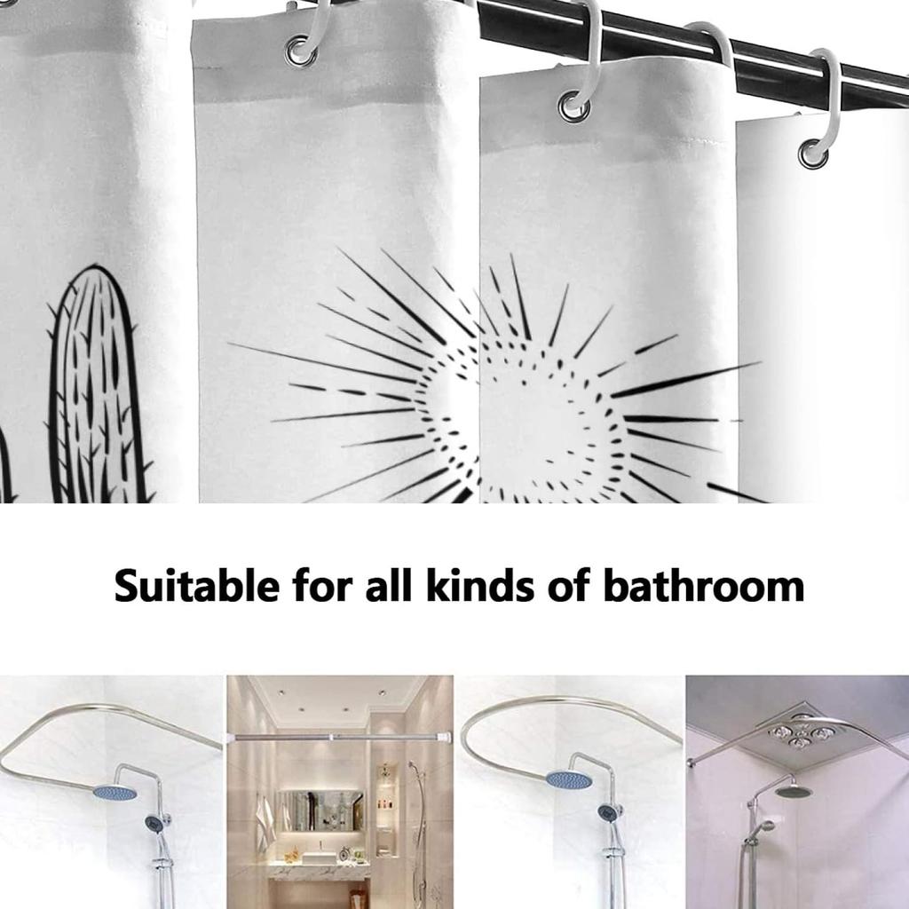 Desert Landscape Cactus Western Shower Curtain Washable Waterproof Fabric Sketch Mountain Bath Curtains Set for Bathroom with