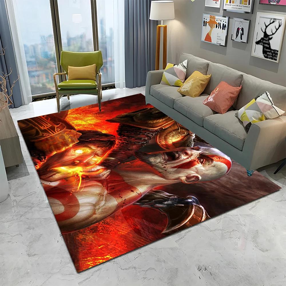 3D God of War Games Gamer Kratos HD Carpet Rug for Home Living Room Bedroom Sofa Doormat Decor,kids Area Rug Non-slip Floor Mat