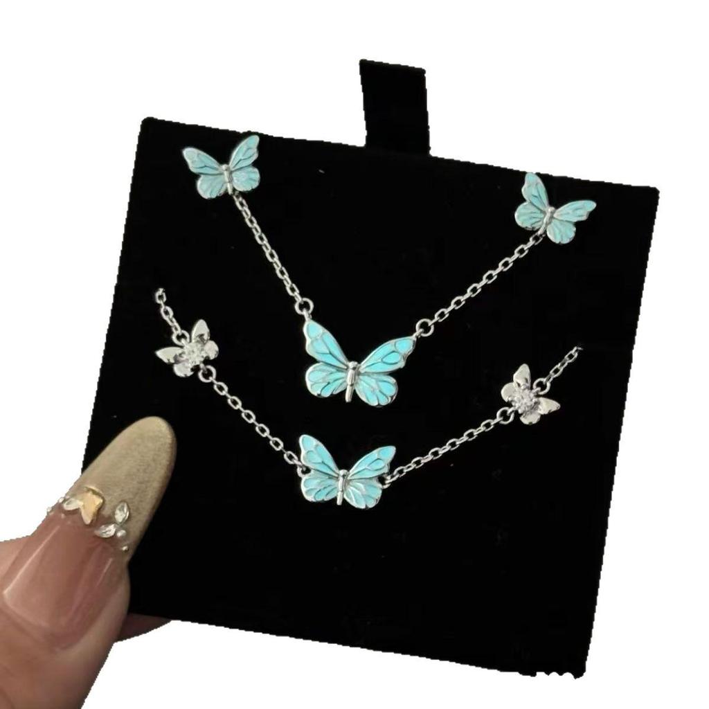 Luminous Butterfly Bracelet & Necklace Set - Exquisite Qixi Festival Gift Jewelry for Couples
