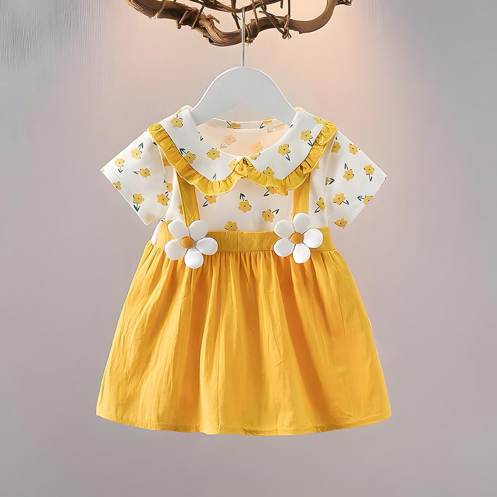 Cute Infant Baby Girls Short Sleeve Princess Dress Casual Soft Breathable Summer Outdoor Play Party Birthday Skirt Dress