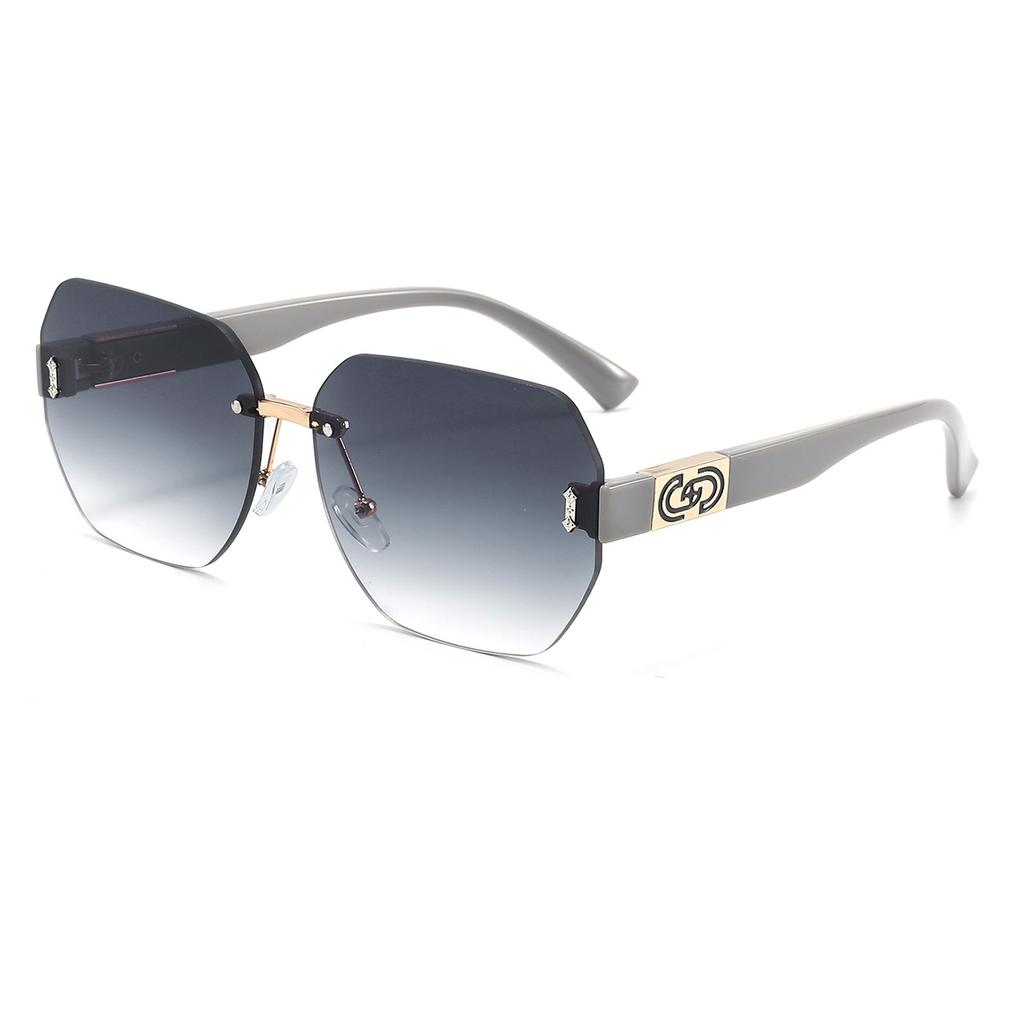 Womens Simple Cut Edge Frameless Rivet Sunglasses Slimming UV Protection Fashion Trendy Sun Glasses