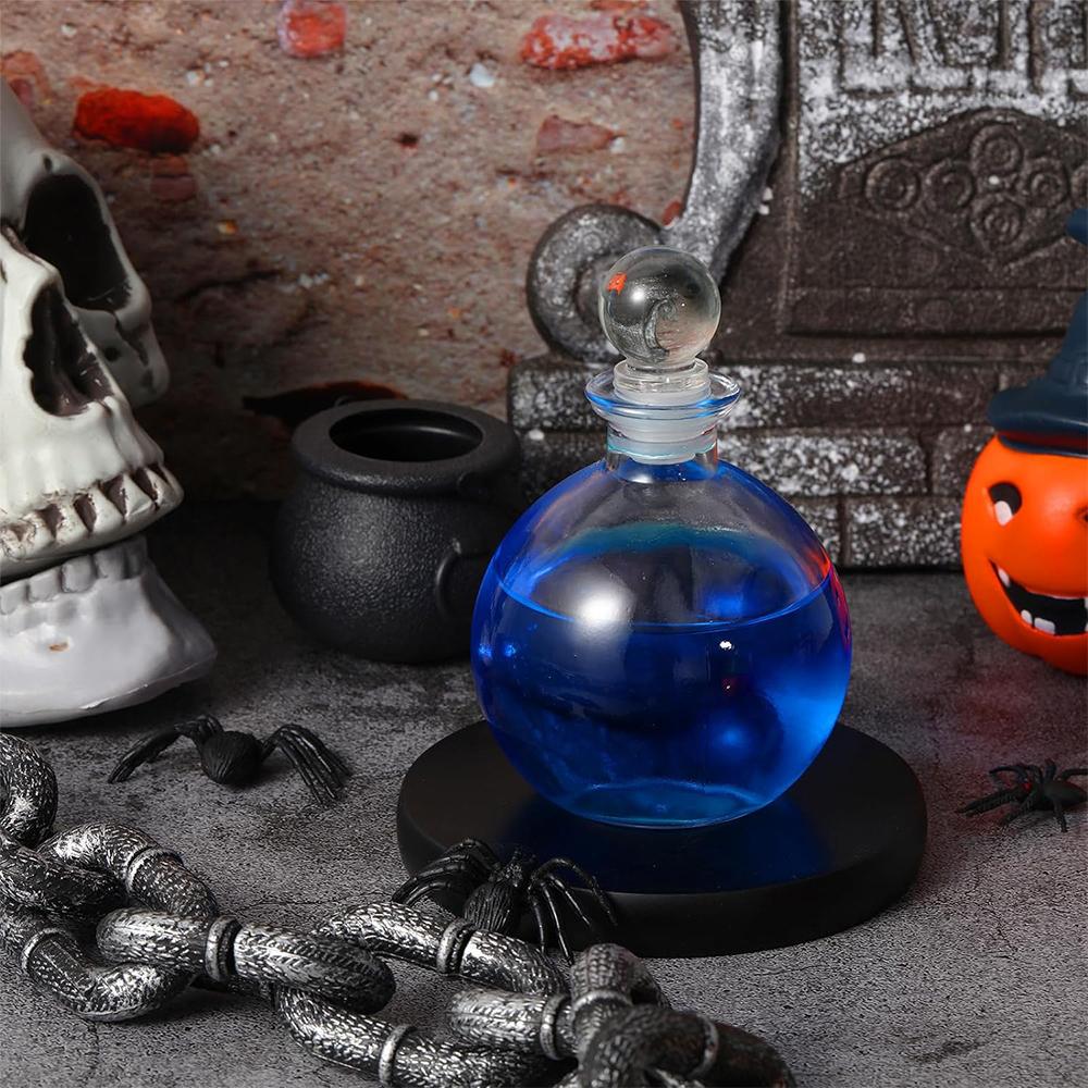 Spherical Glass Bottles, 8 Oz Round Bottle with Stopper, Glass Sphere Jar Reusable Refillable Bottles for Sand Costume Props DIY