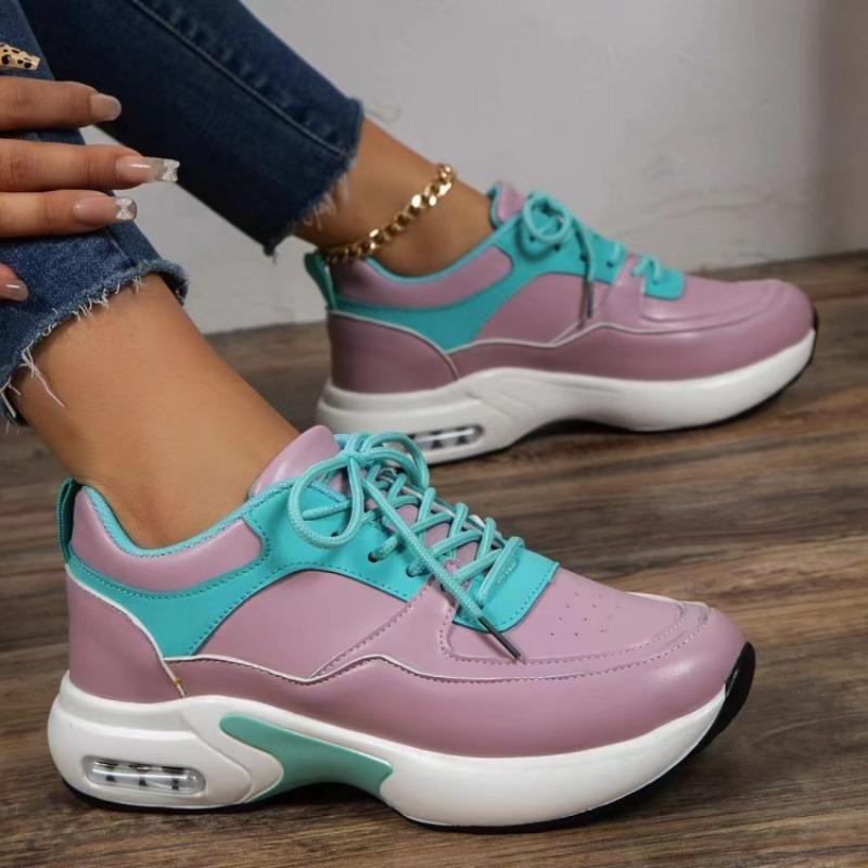 Large Size Spring New Casual Sports Shoes Women's Flying Woven Slope Heel Round Head Lace-up Mesh Women's Single Shoes
