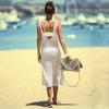 Summer Women's Knitted Sexy Backless Halter Beach Cover Up Holiday Sun Shirt Bikini Outer Cover Up