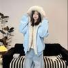 Unisex American-Style Hooded Plush Snow Eagle Cotton Jacket: Winter Thick, Short, Warm, High-End Design.