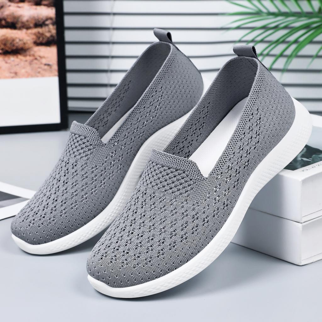 Schuhe Damen Herbst neue Fliegenstrickschuhe lässige Einzelschuhe Schuhe weichsohlige atmungsaktive Mittelalter- und ältere Mutter Schuhe Damen