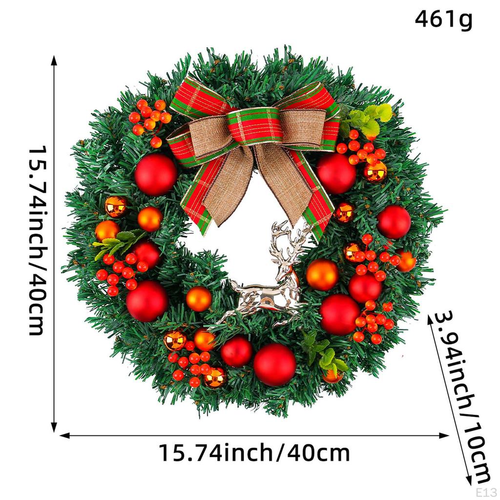 Artificial Christmas Wreath Ball Ornament Hanging Decor for Farmhouse