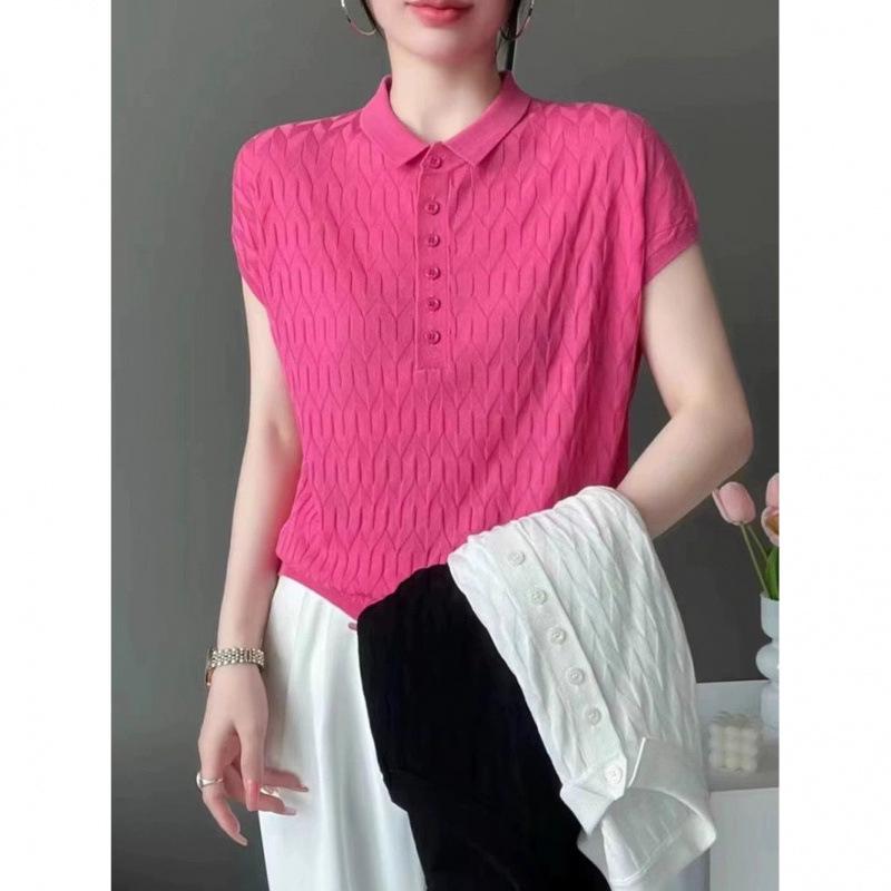 2025 Summer Elegant Lapel Pullover Knitwear - Slimming, Loose, and Stylish