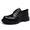 Top Layer Cowhide New Men's Formal Business Leather Shoes High-end Light Luxury Big Head Thick Soled Men's Shoes Trendy Lace Up Single Shoes