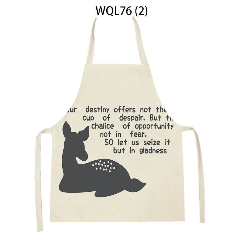 Kitchen Apron for Women Cartoon Animal Polar Bear Deer Printed Sleeveless Linen Aprons Home Cleaning Tools Cooking Baking Apron