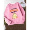 Girls' Spooky Halloween Sweatshirt - "It'S Right Behind Me Isn't It?" Ghost & Bat Print, Long Sleeve Round Neck Top with Pockets
