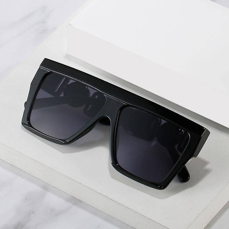 Large Frame Sunglasses, Personalized Metal Flower Square Glasses, Striped Sunglasses For Women