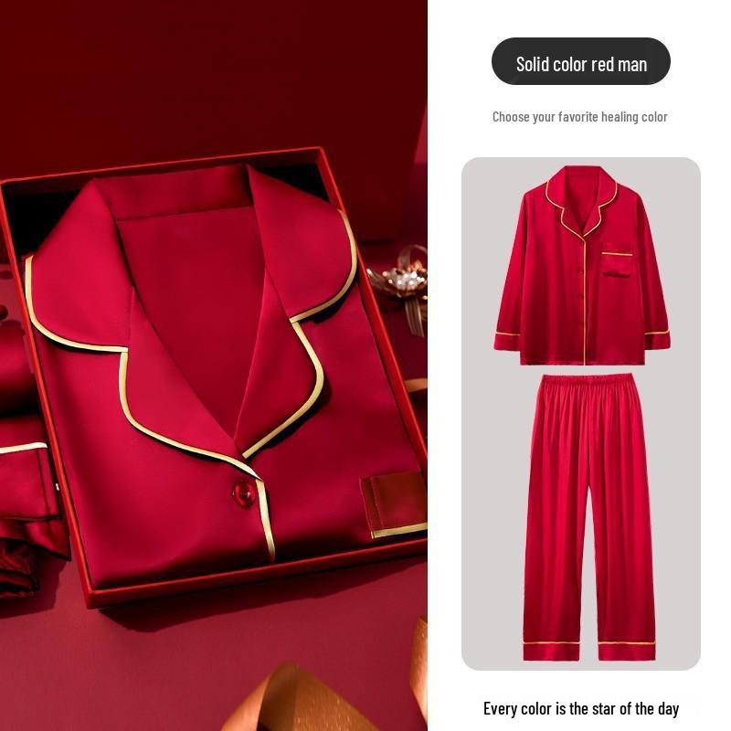 Year of the Ox Women's Red Pajamas with Built-in Bra - V-neck, Soft, Skin-Friendly, Sexy Loungewear - Perfect Gift for Best Friend