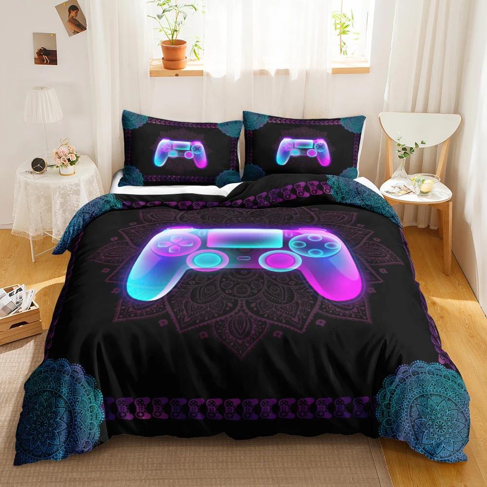 Games Duvet Cover Set Boys Kids Gamepad Bedding Set Video Game Controller Comforter Cover for Teen Girls Polyester Qulit Cover